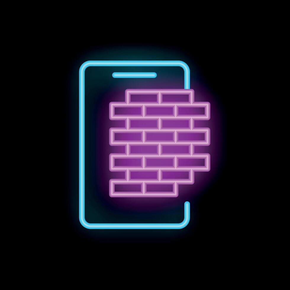 Neon smartphone firewall cyber security illustration vector