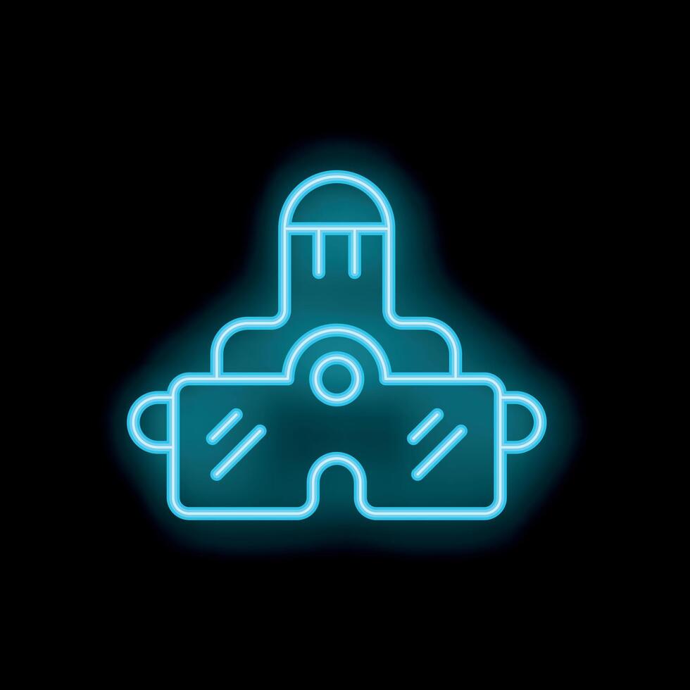 Neon vr glasses icon glowing on black background representing virtual reality headset vector