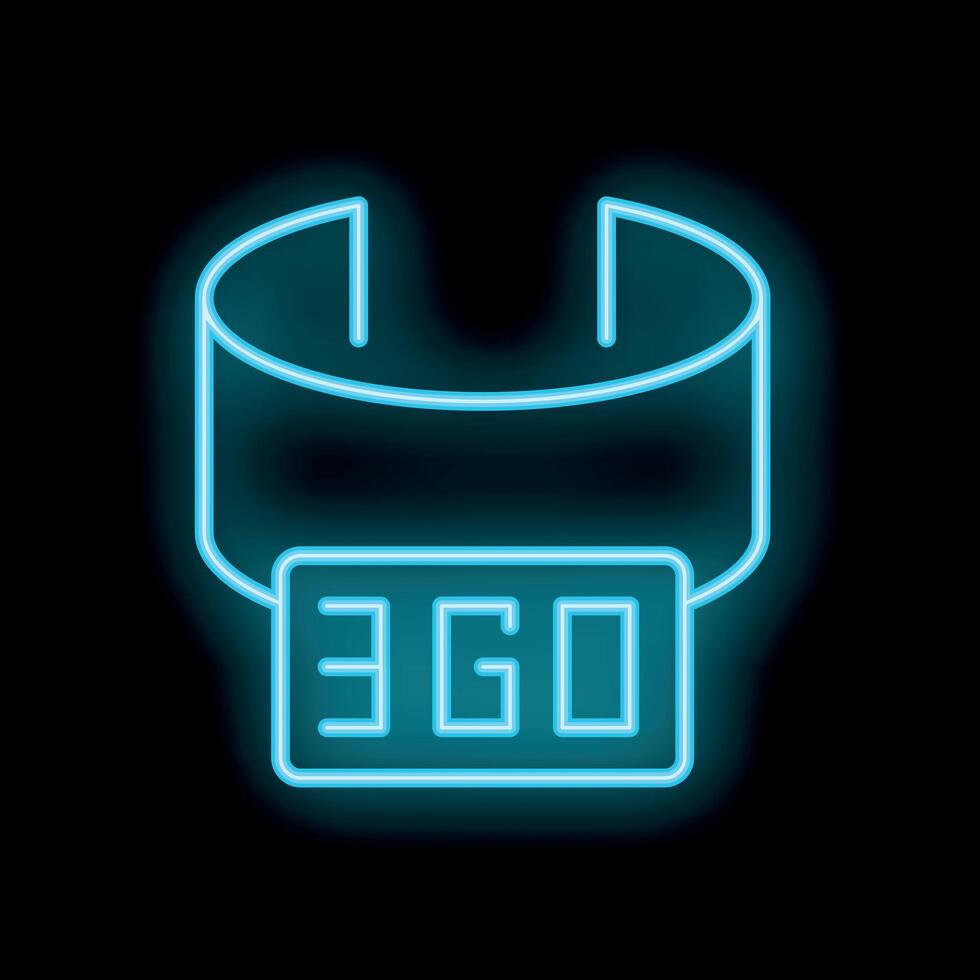 Neon 360 degrees view virtual reality glasses icon glowing on black background vector