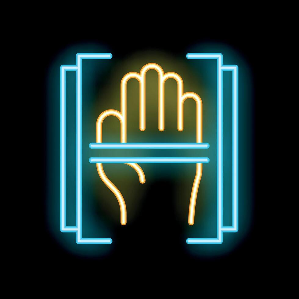 Neon icon of polygraph test showing truth detection in progress vector