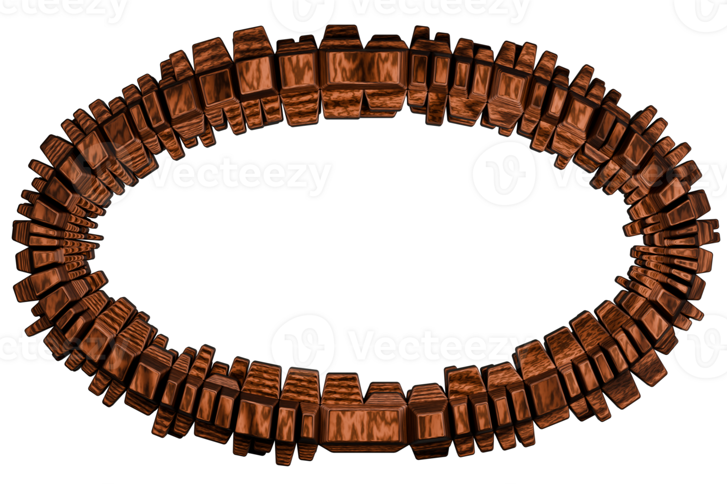 3D oval frame of wood png