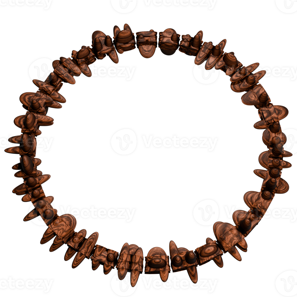 A circular framework made of wood with many different types of wood png