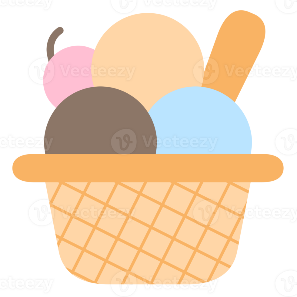 cute ice cream with cherry illustration png