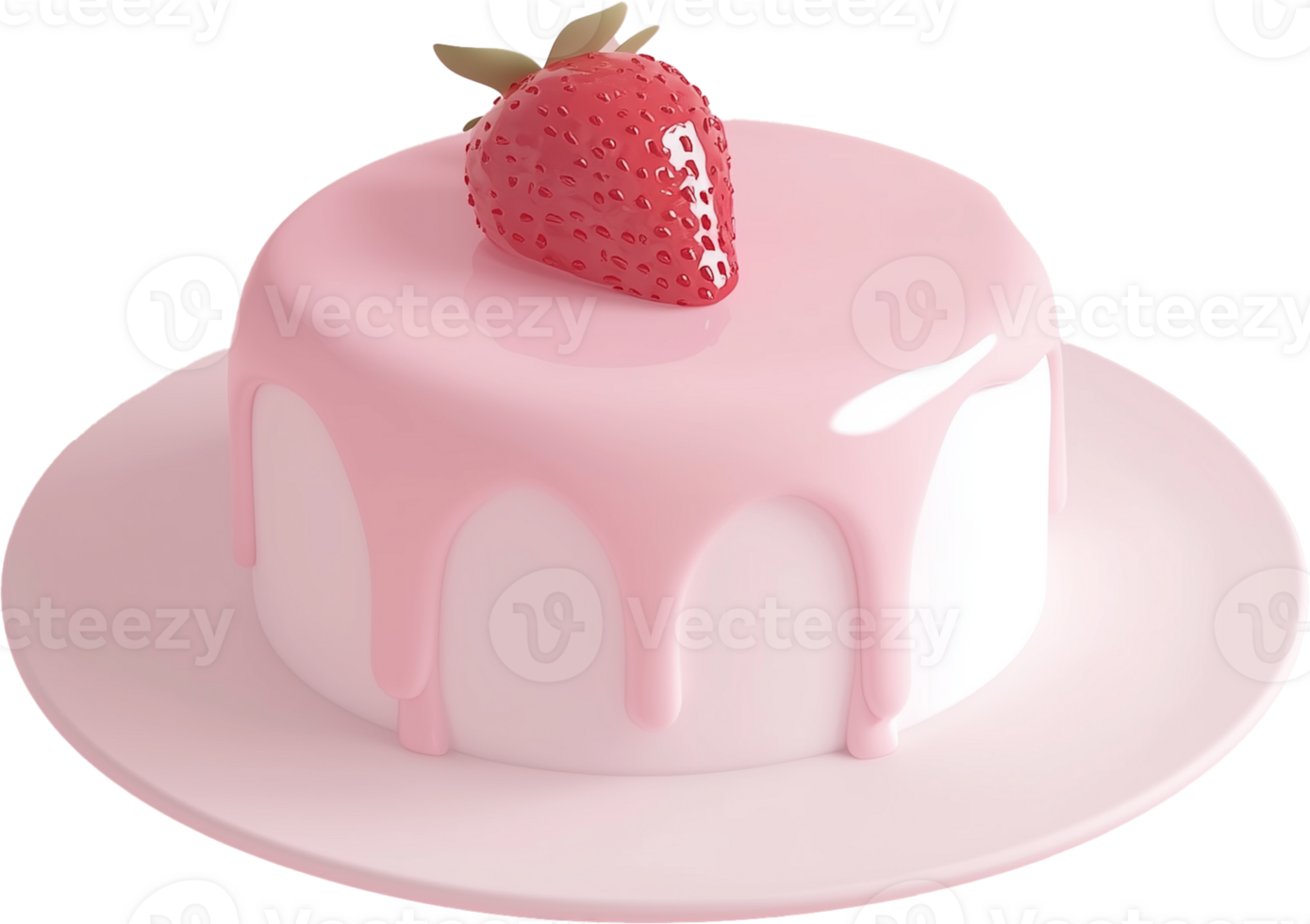Cake with strawberry on top png