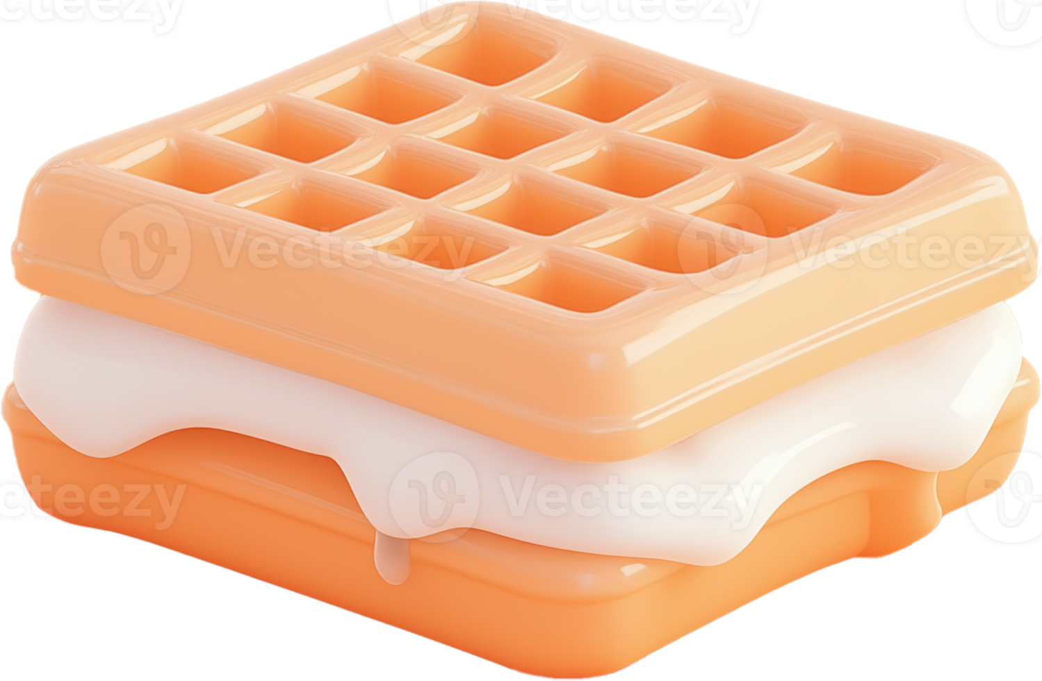 An orange waffle with cream on top png