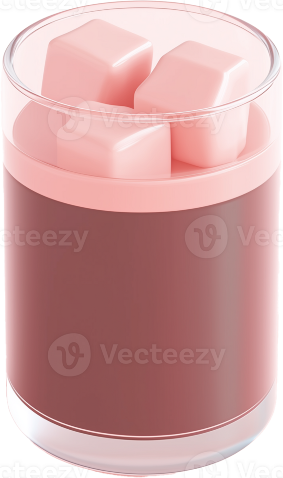 A glass jar with pink ice cubes in it png