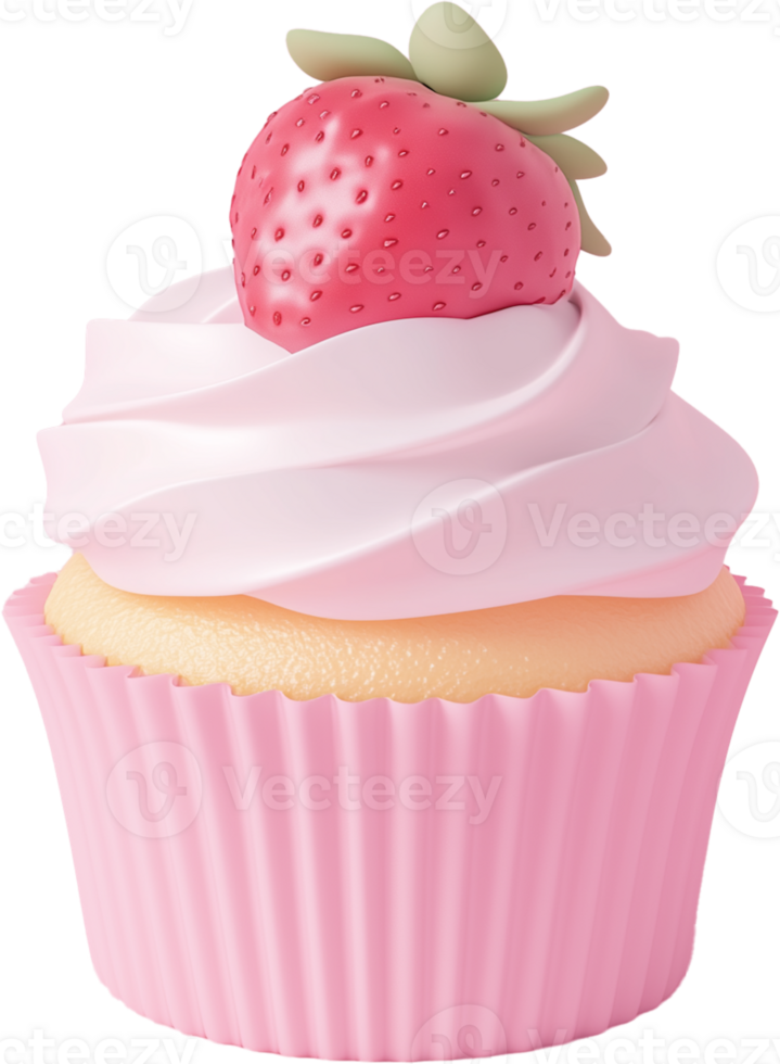 A cupcake with a strawberry on top png