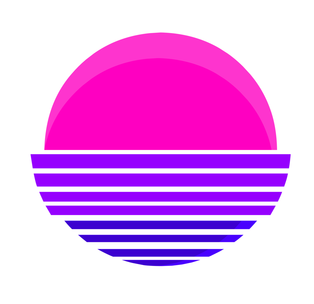 Abstract gradient sunset with retro style png