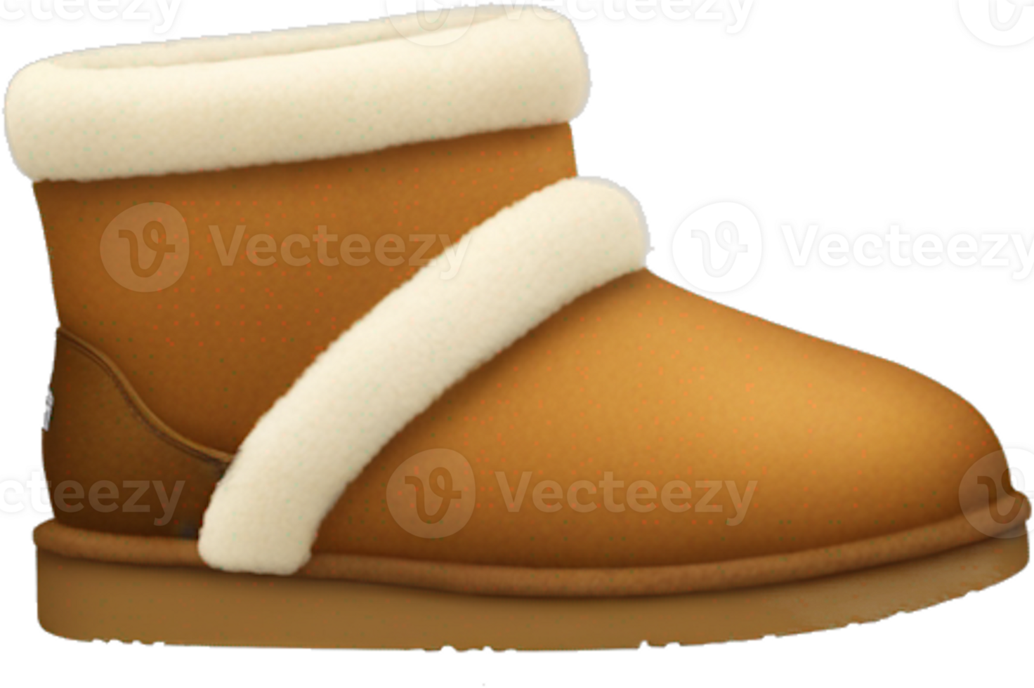 A brown boot with a white fur lining png