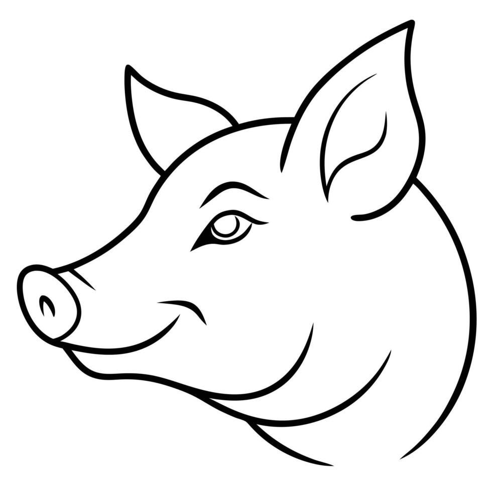 minimalistic silhouette of a pig s head vector