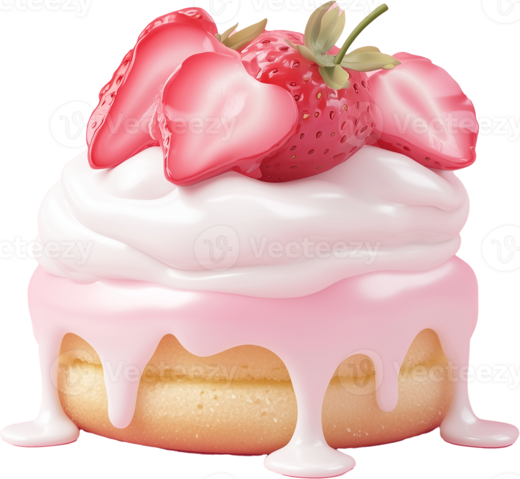 A strawberry on top of a donut png