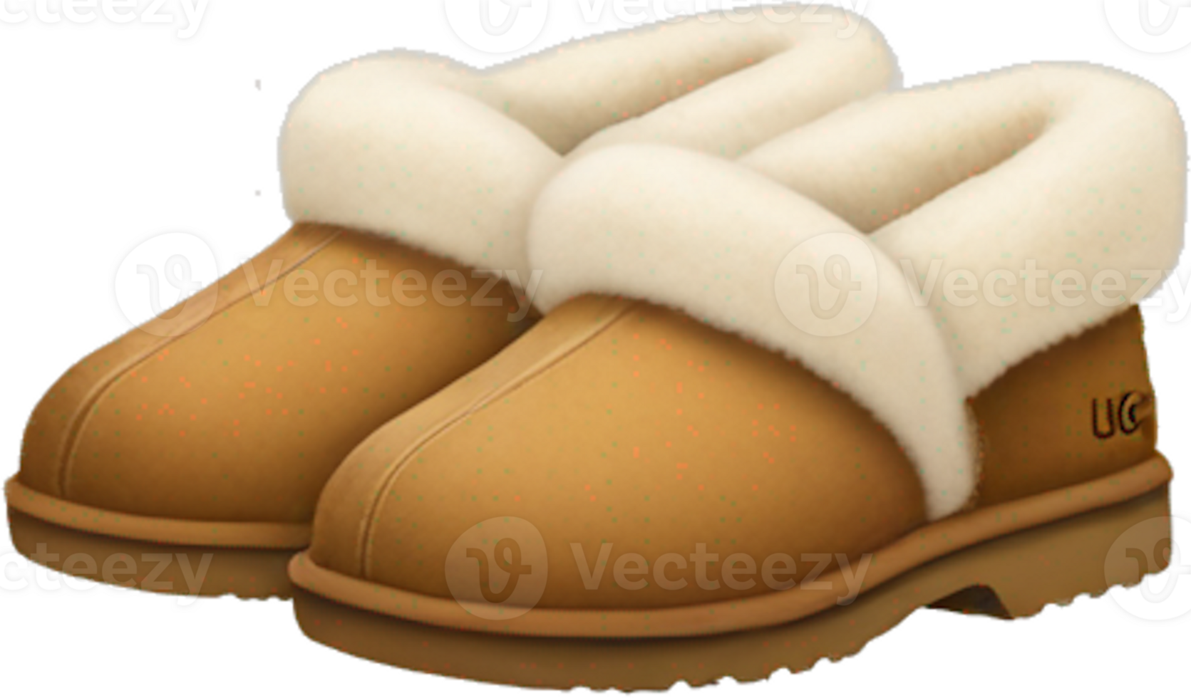 A pair of brown ugg boots with white fur png