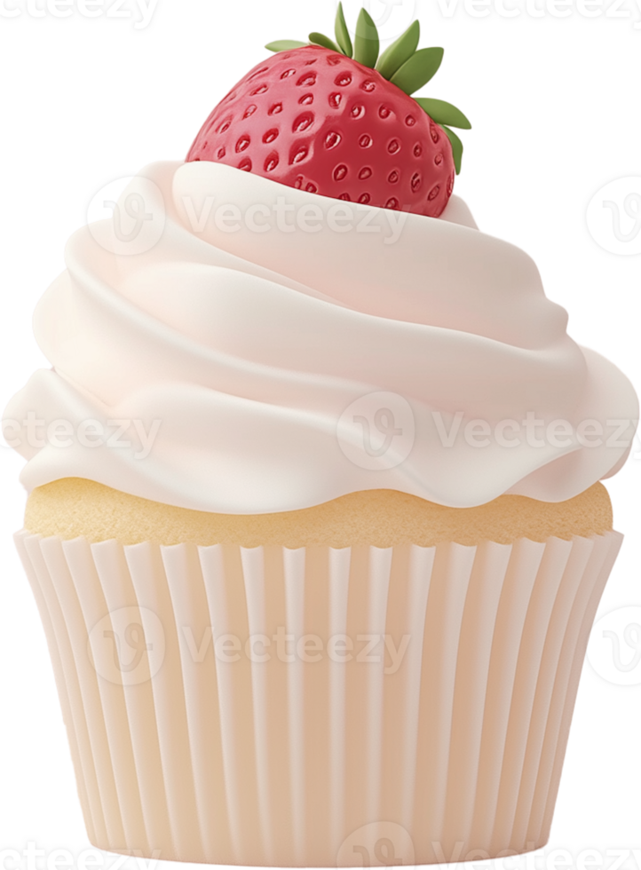 A cupcake with a strawberry on top png
