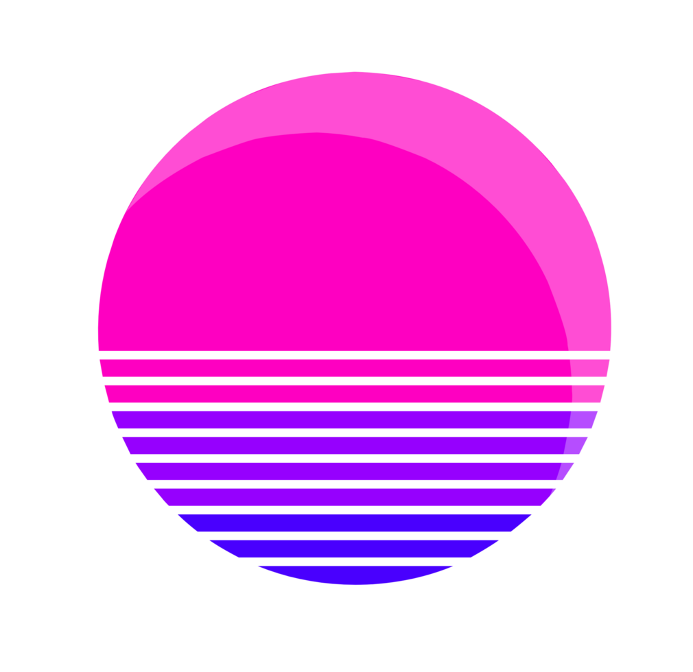 Abstract gradient sunset with retro style png