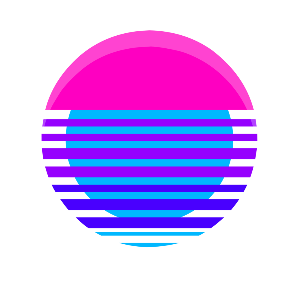 Abstract gradient sunset with retro style png