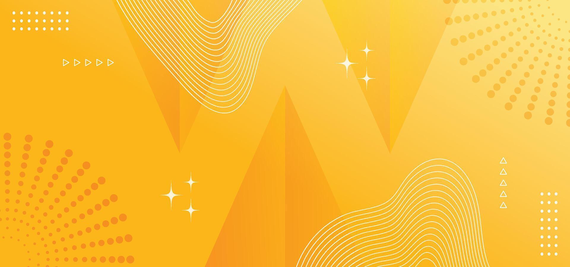 Modern yellow shape 3d ,wavy line and stars abstract background. illustration vector