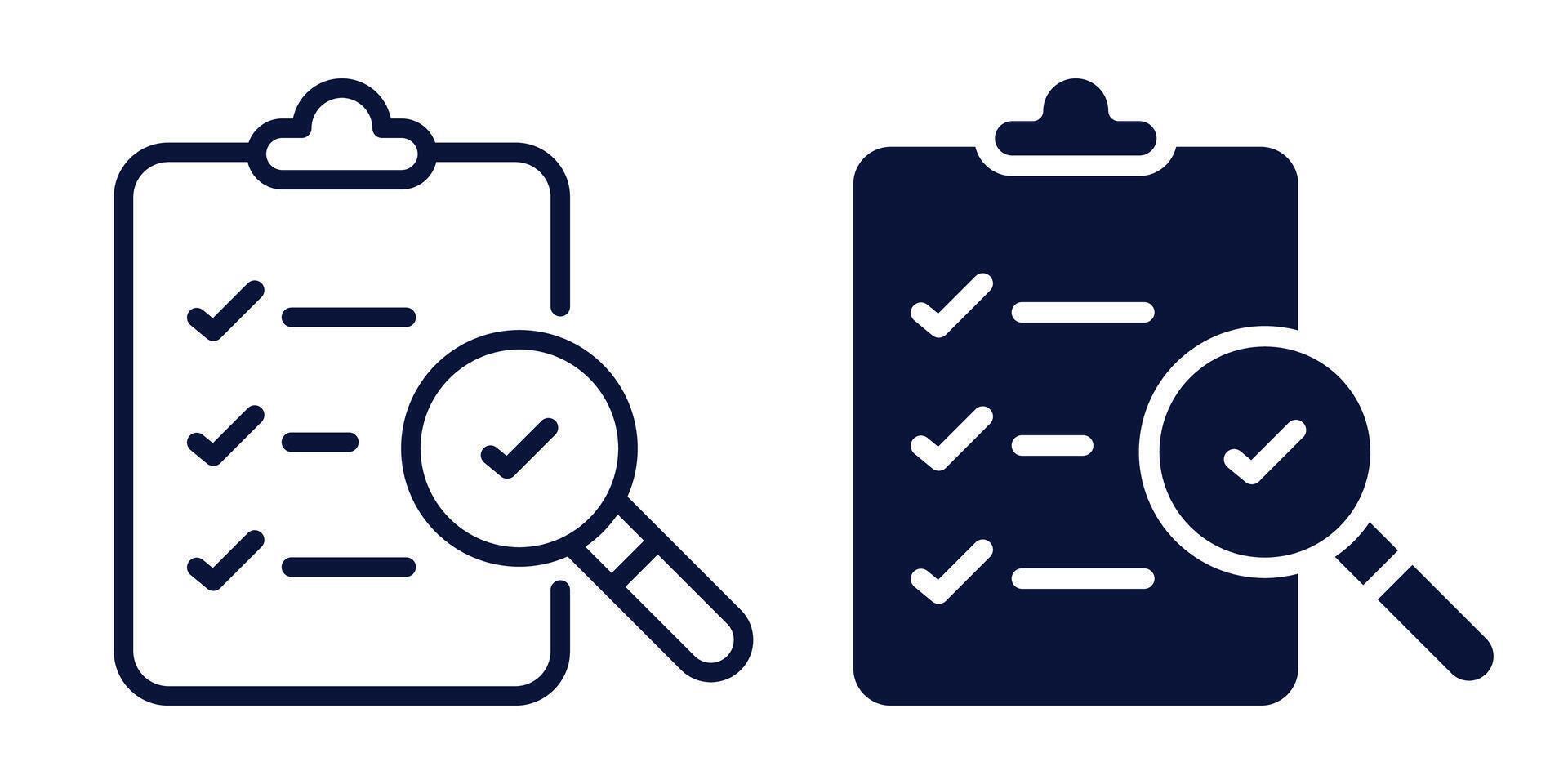 Quality Control blue color editable stroke and solid web icon set. illustration vector