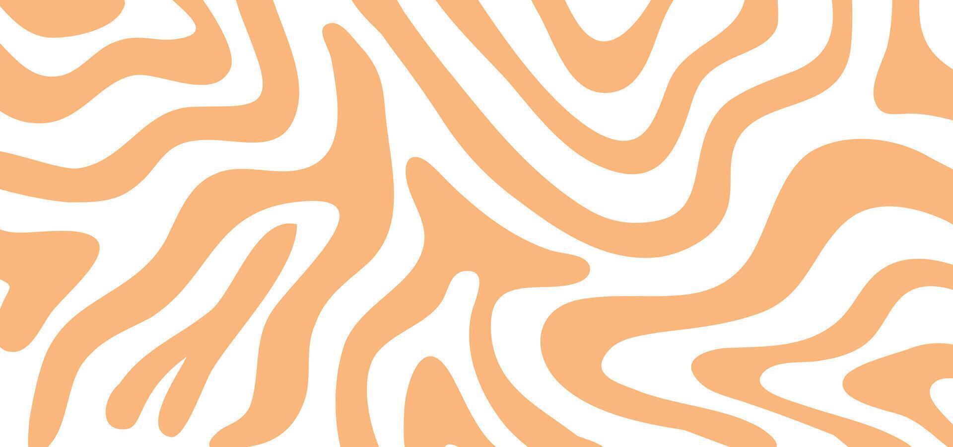 Horizontal background with orange waves in style retro 60s, 70s. Trendy minimal wavy design in pastel colors. Colorful marble illustration for cover, backdrop, website and banner. illustration vector