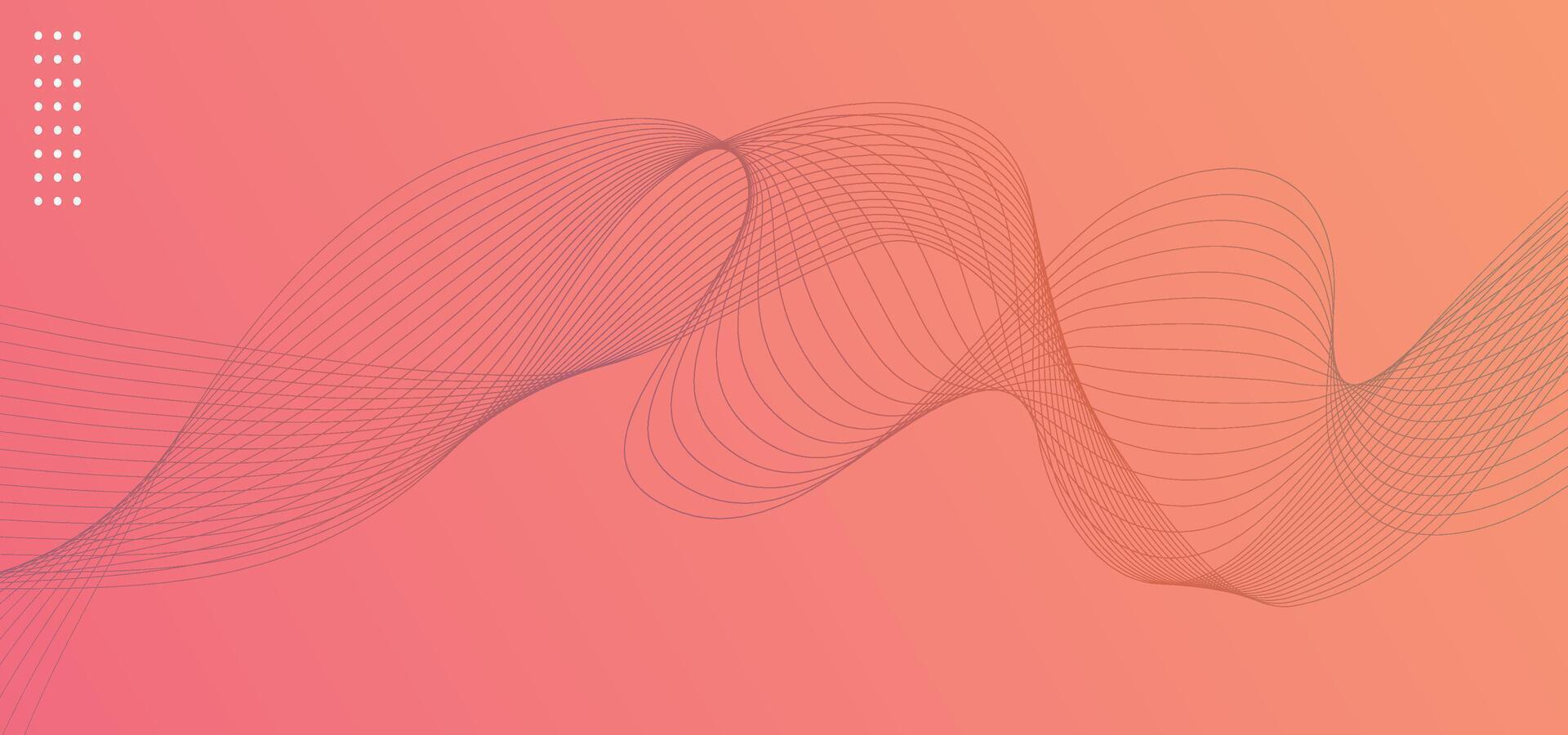 Undulate gradient orange and red lines with blend effect. Isolated wave swirl on gradient orange and red background. vector