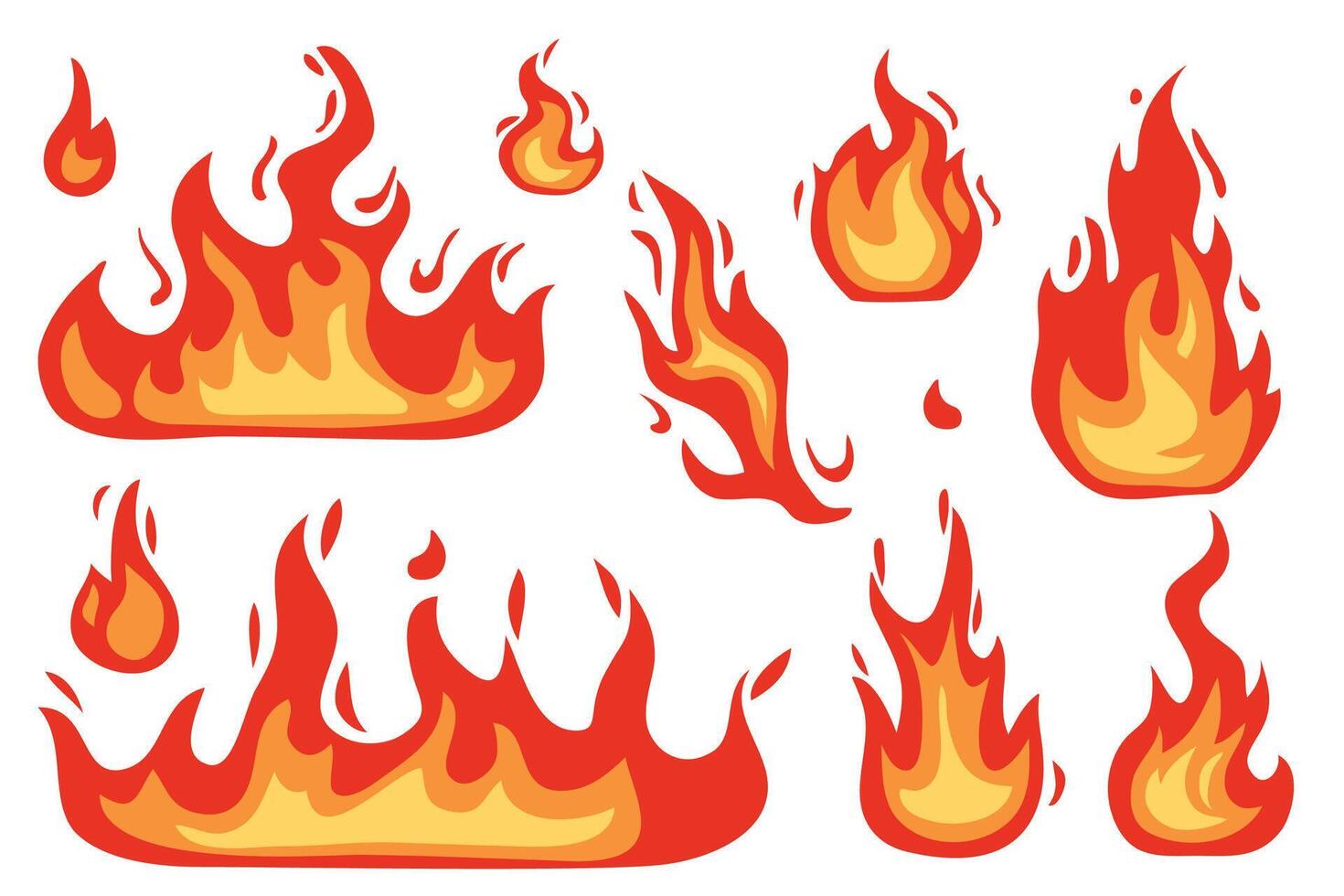 Set of burning fire illustration vector