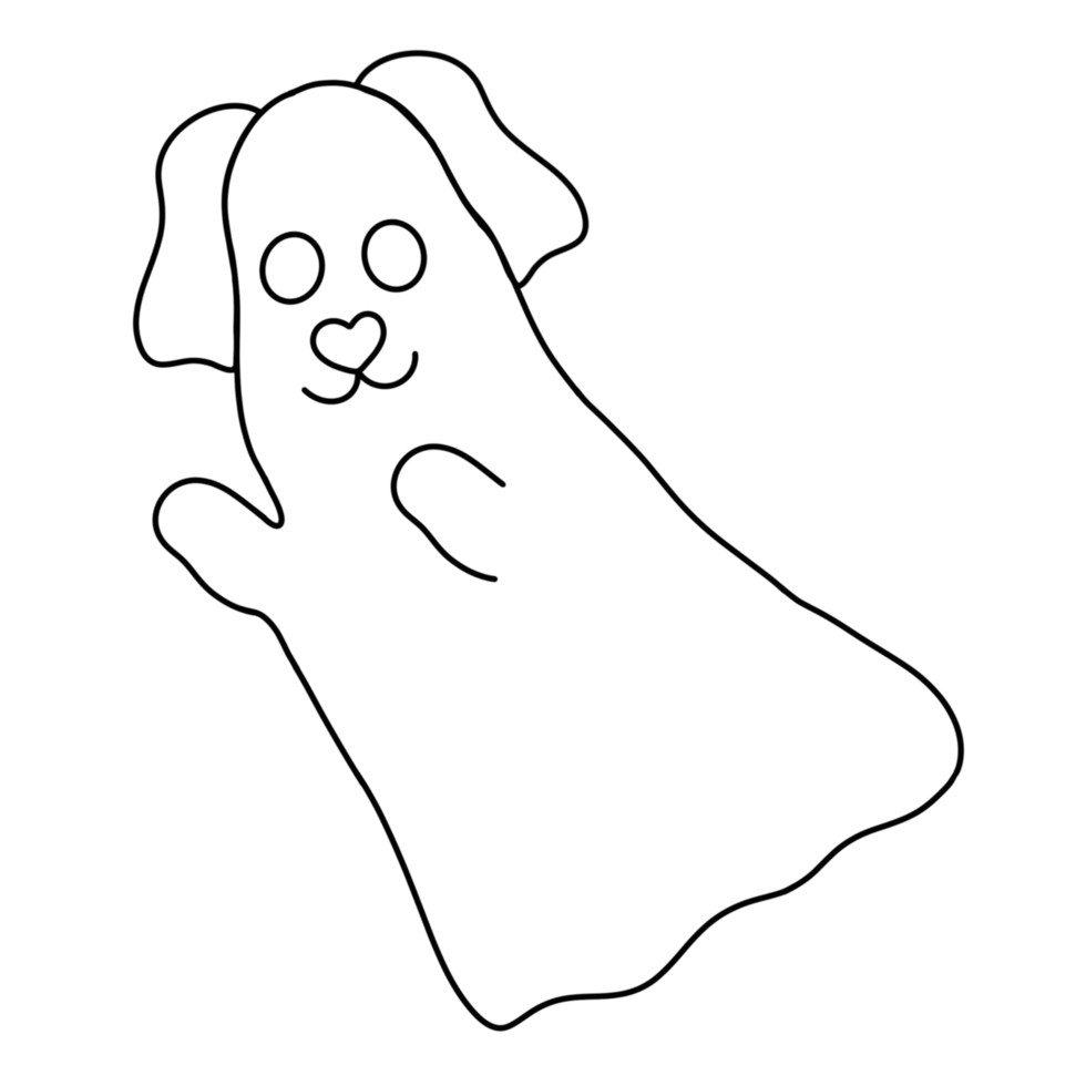 Happy Halloween icon of outline ghost face. png