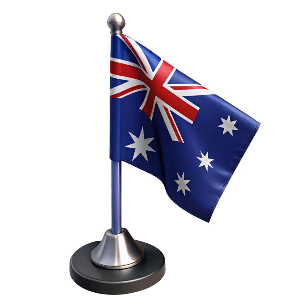 Australian Flag on a Desk Stand A 3D Render of the Aussie National Symbol png