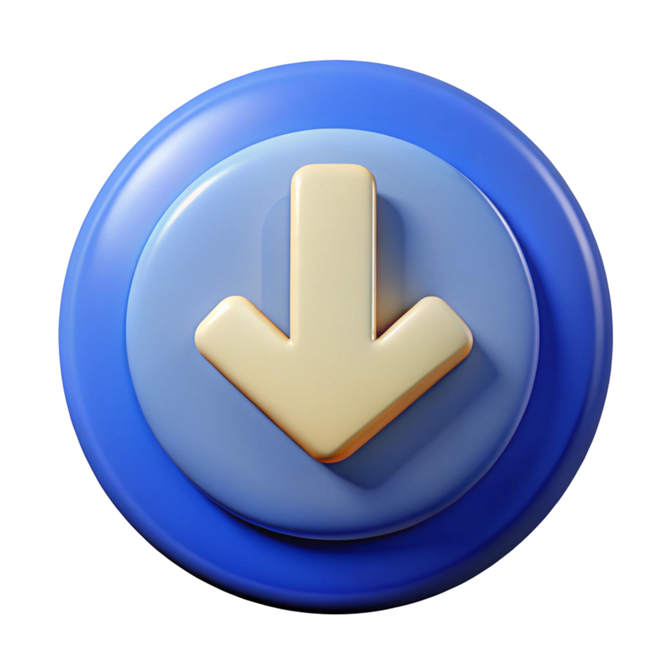 3D Download Button Icon for Website and App png