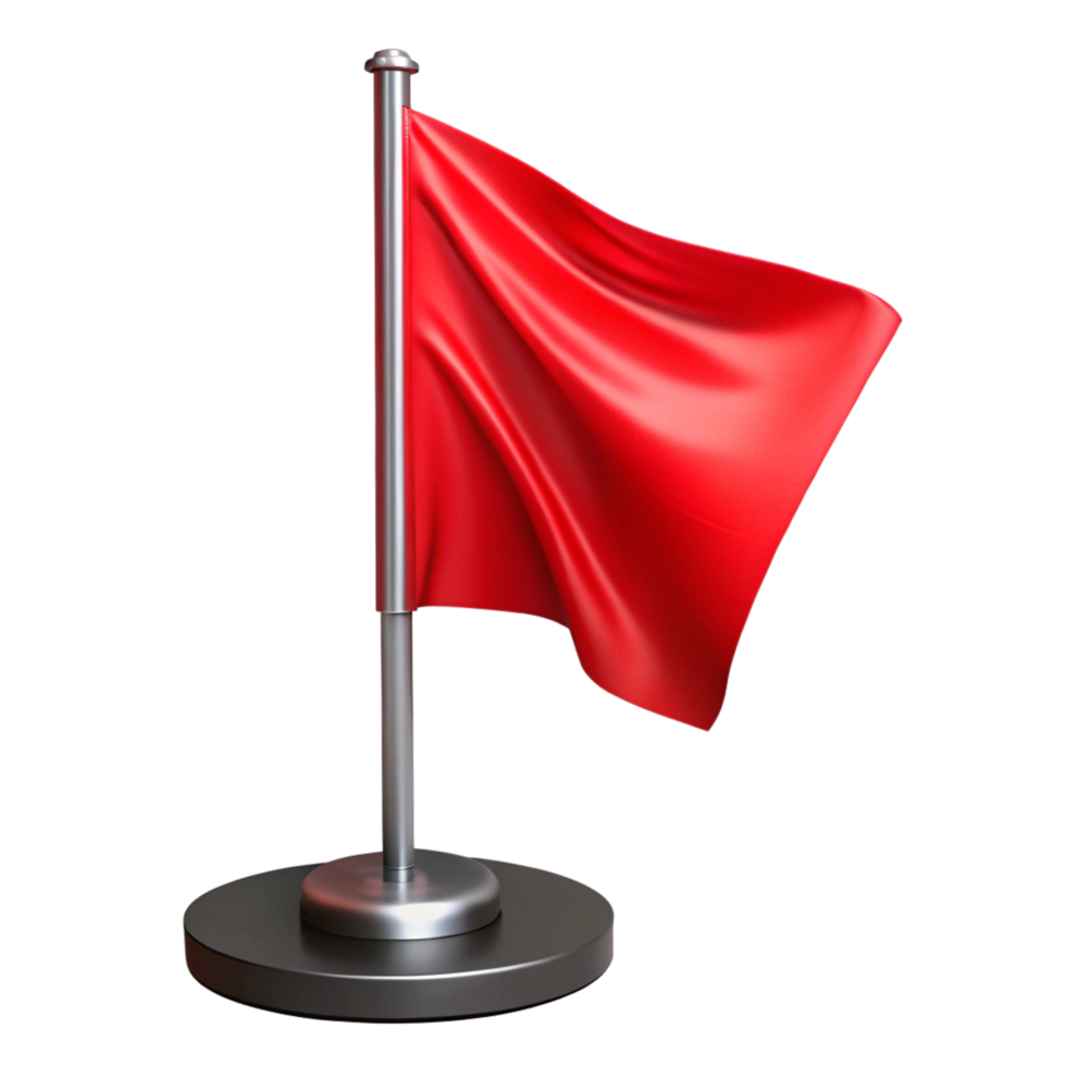 Red Flag on Stand A 3D Render of a Red Warning Flag, Perfect for Website Design, App Icons, and Marketing Materials. png