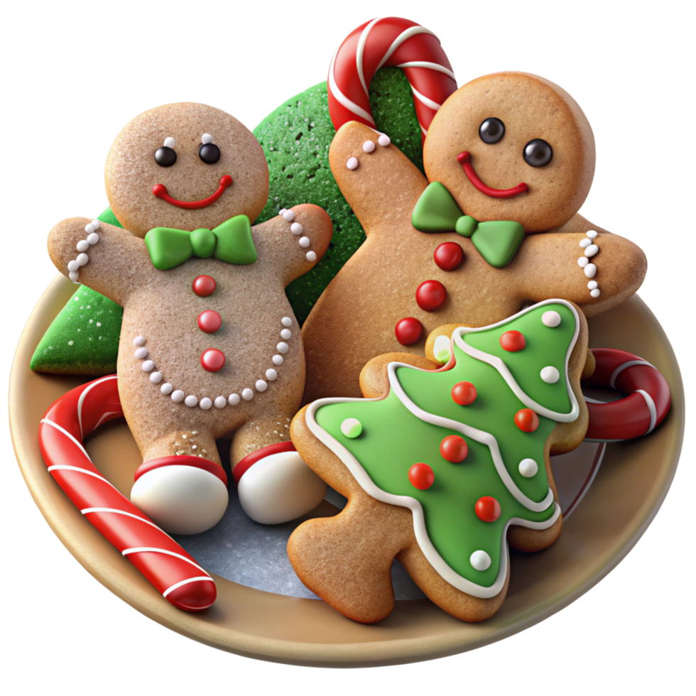 Gingerbread Christmas Cookies on a Plate png