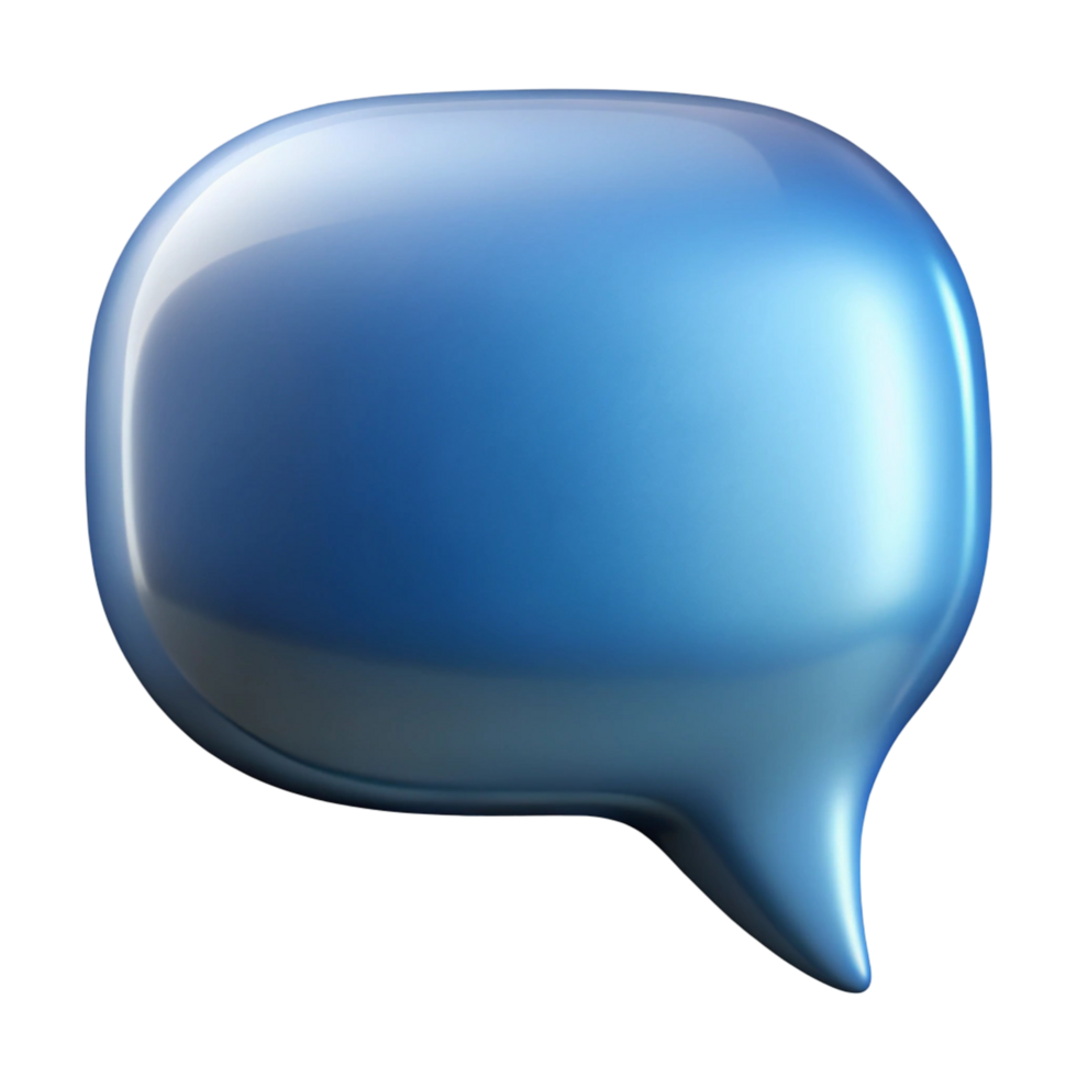 Sleek 3D Glossy Speech Bubble for Communication and Dialog Designs png