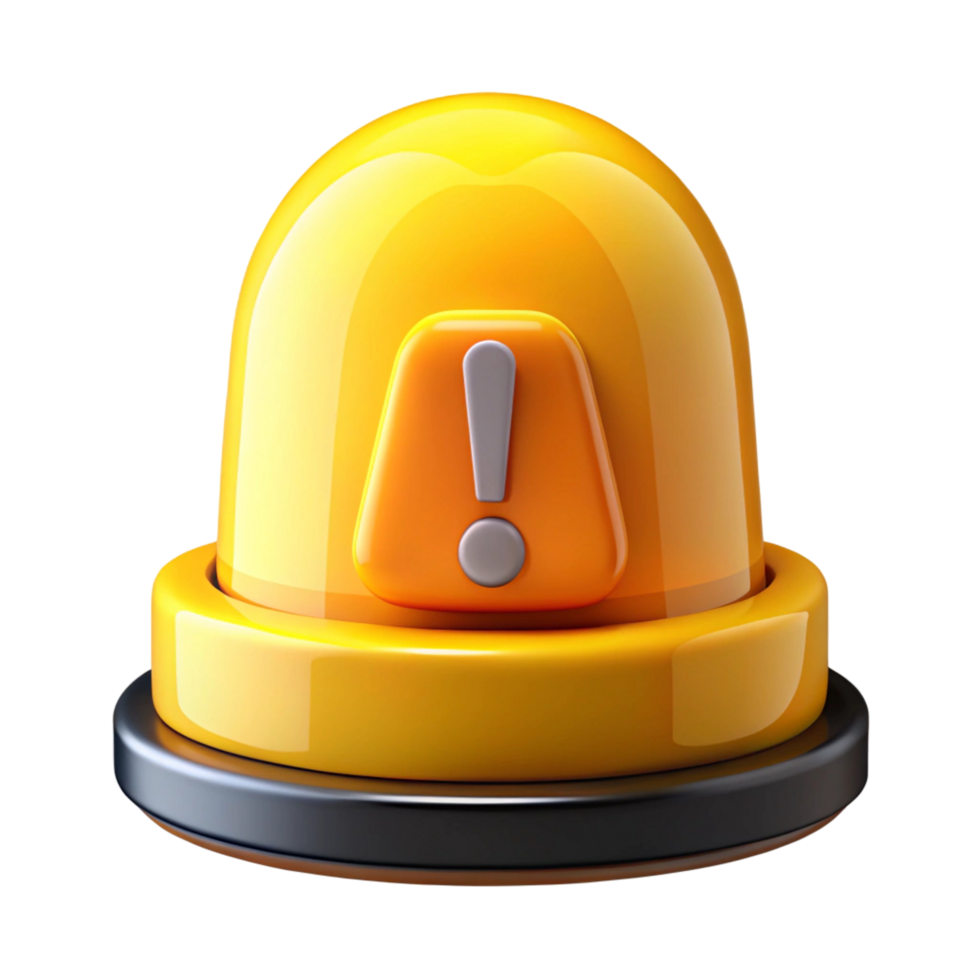 3D Render of Yellow Exclamation Mark Bell Icon for Alert, Notification, Warning, and Attention Concepts. Ideal for websites, apps, and presentations. png