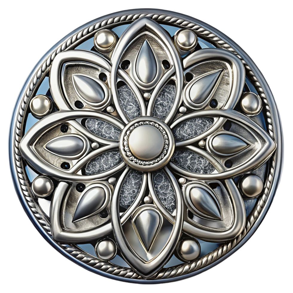 Ornamental Silver Flower Design png