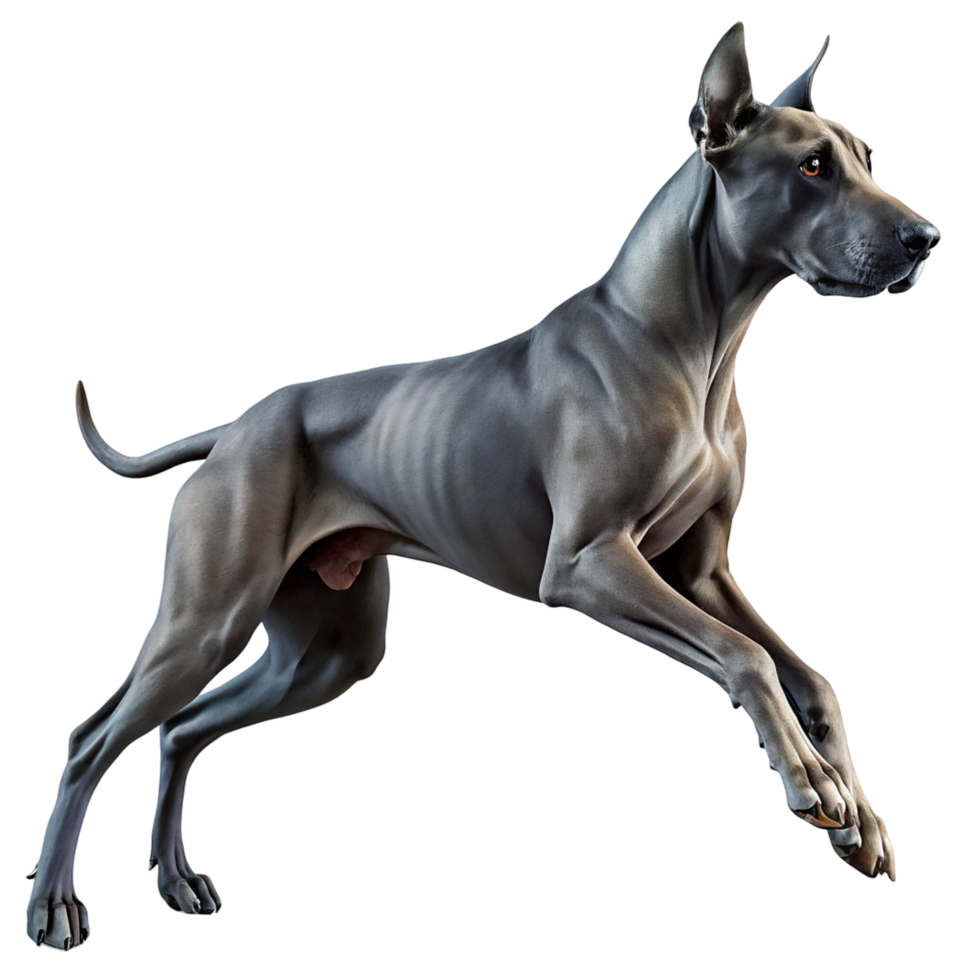 Majestic Great Dane in Mid Air Leap A Stunning Image for Advertising, Websites, and Design Projects png