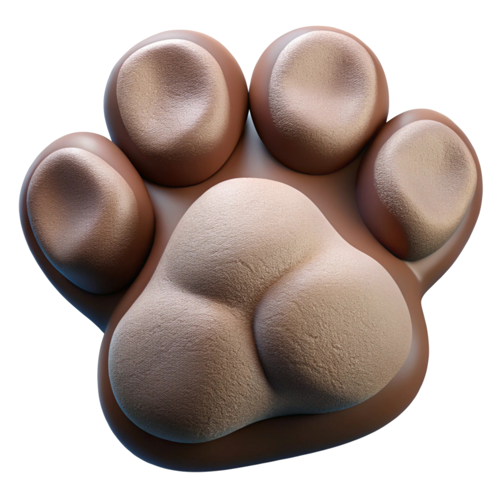 High Resolution 3D Render of a Realistic Brown Dog Paw Print, Ideal for Pet Related Designs, Websites, and Branding Projects png
