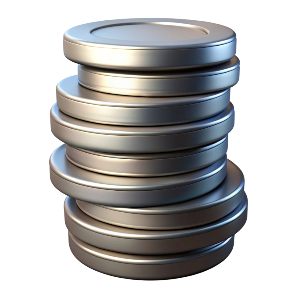 Stack of Metal Discs, Cylinders, Rings, Circular Objects, Shiny, Smooth, Gray, Abstract, 3D Render png
