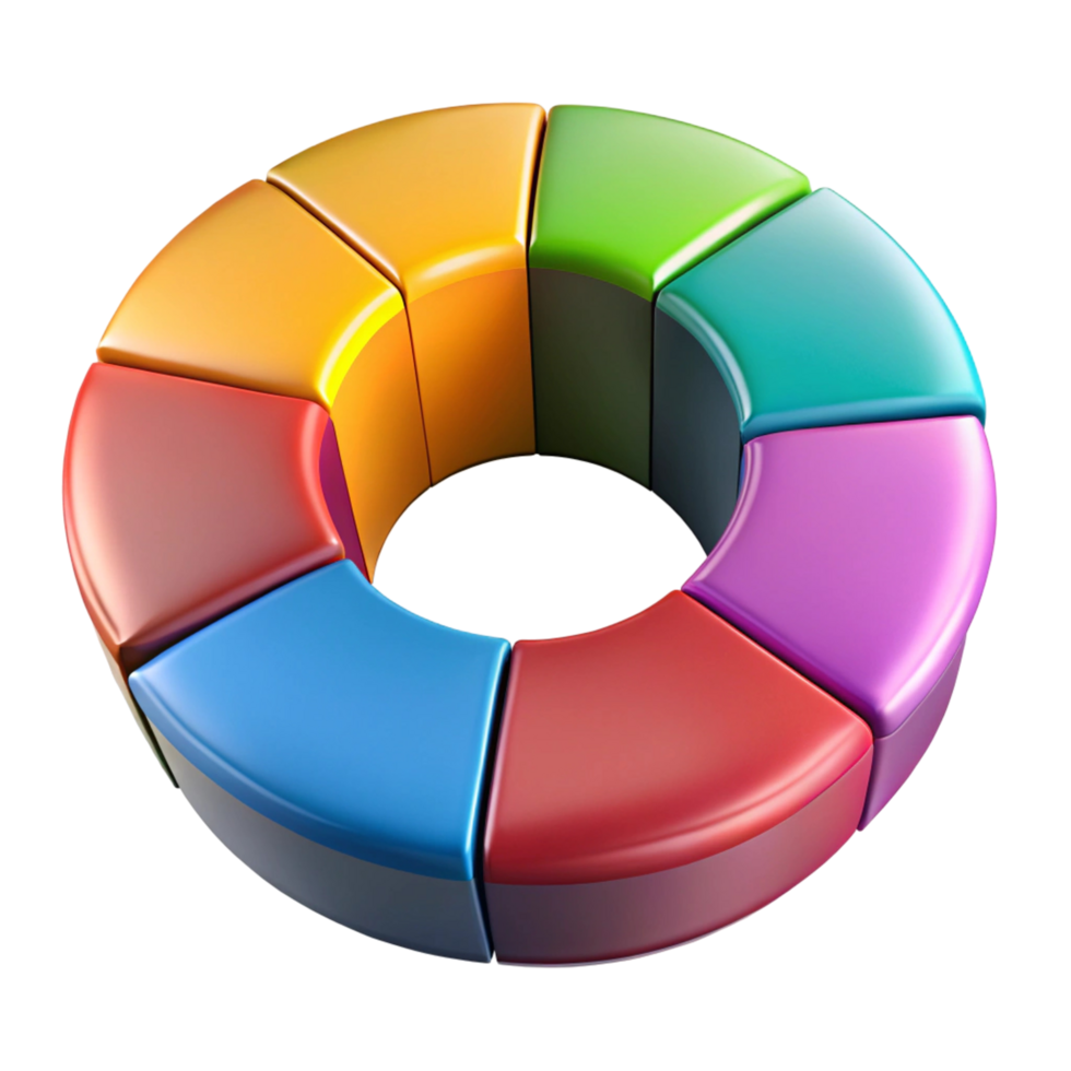 colorida 3d rosquinha gráfico dados visualização, oito segmentos, o negócio analytics png