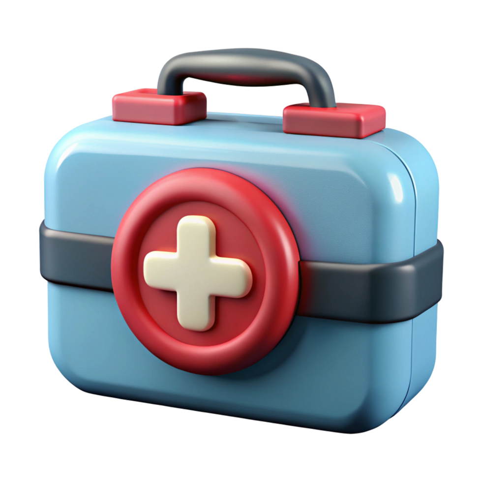 High Quality 3D Render of a First Aid Kit for Medical Websites and Applications png
