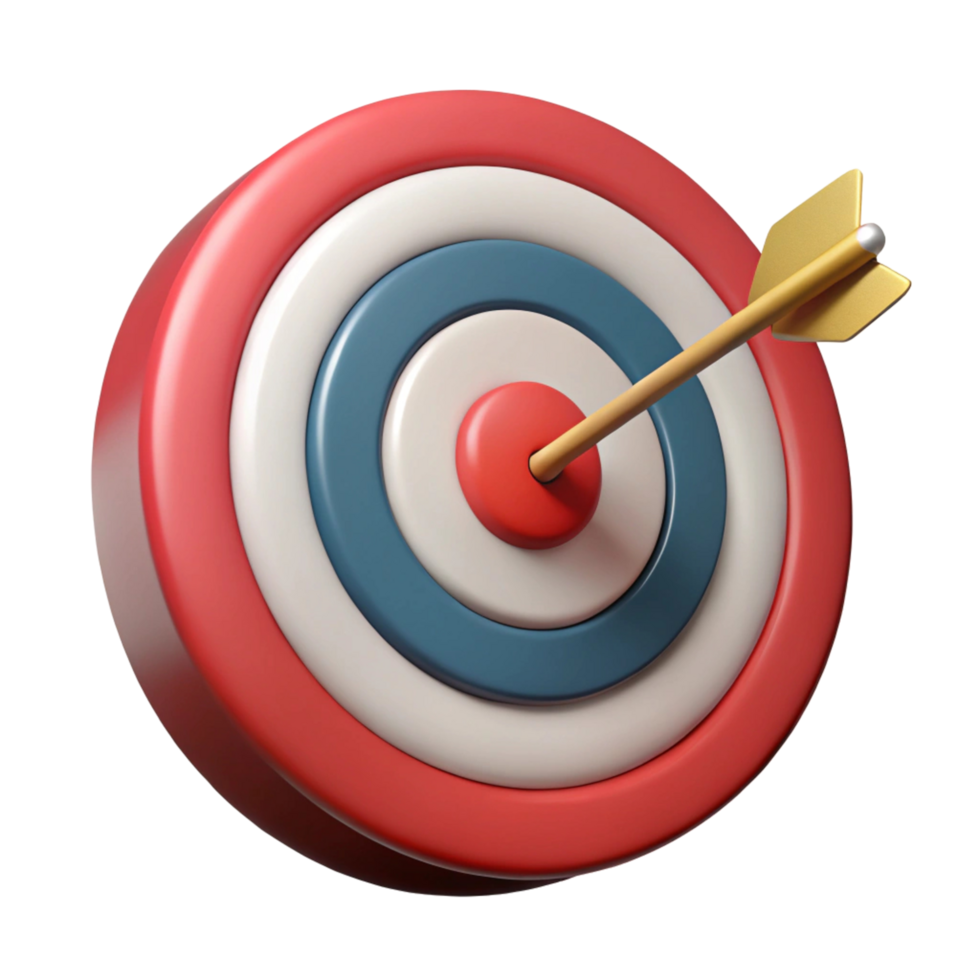 Achieving Success A 3D Render of a Bullseye Target with Arrow in the Center for Business and Marketing Concepts png