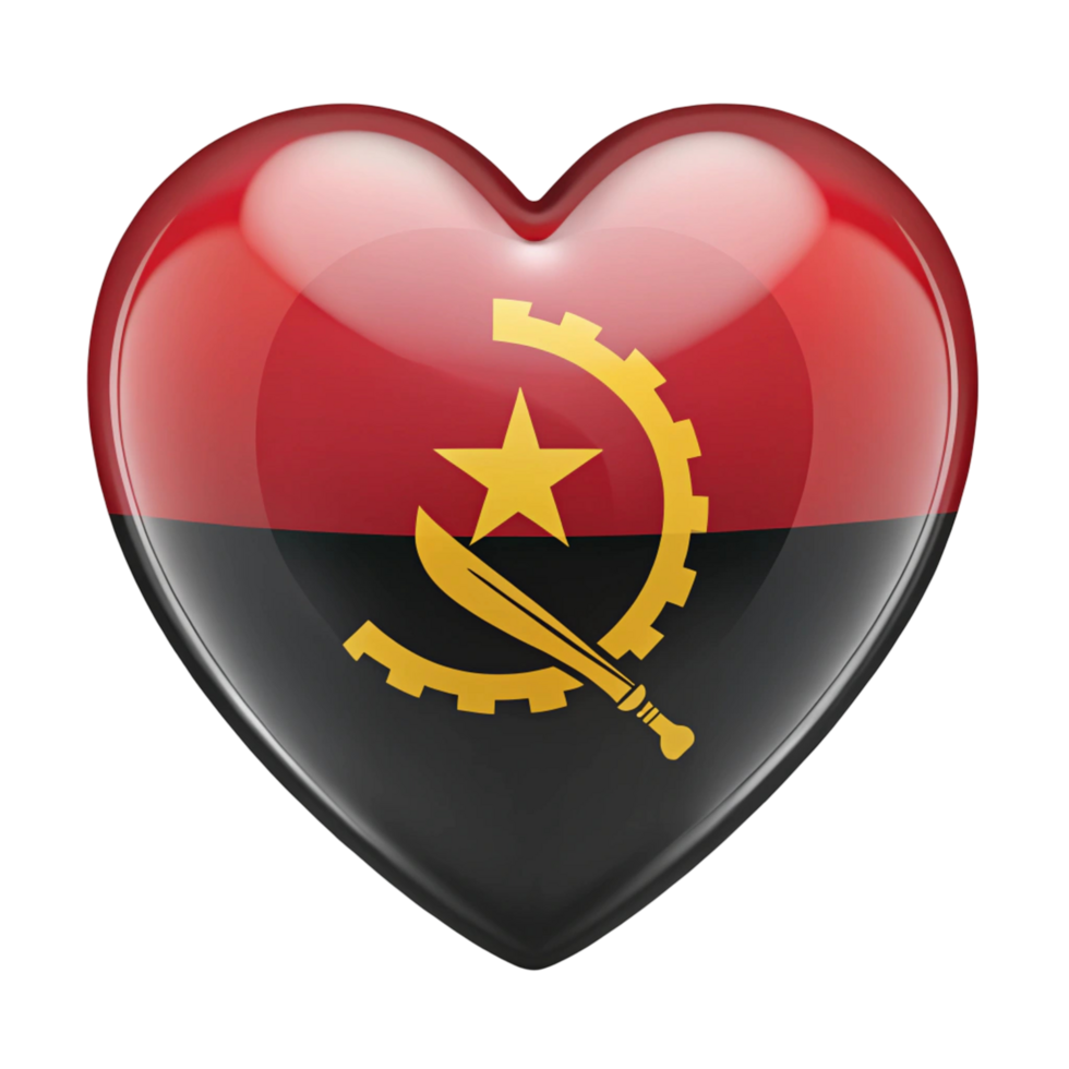 Angolan Flag Heart Shape Perfect for Patriotic Projects and Displays png