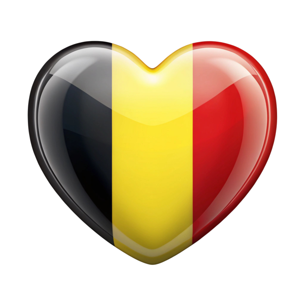 Belgium Flag Heart Shape Perfect for National Day Celebrations, Patriotic Projects, and Showcasing Belgian Pride png