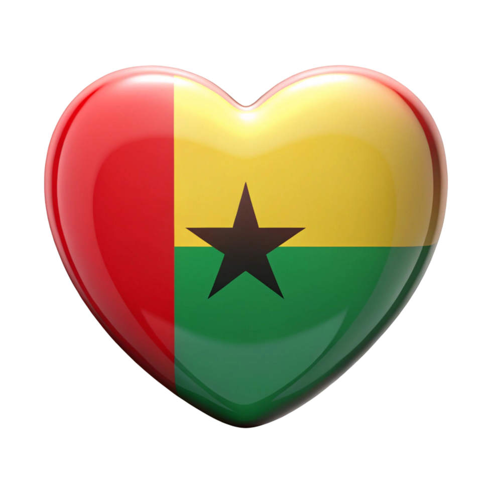 Guinea Bissau Flag Heart Shape Perfect for Patriotic Designs and Celebrations png
