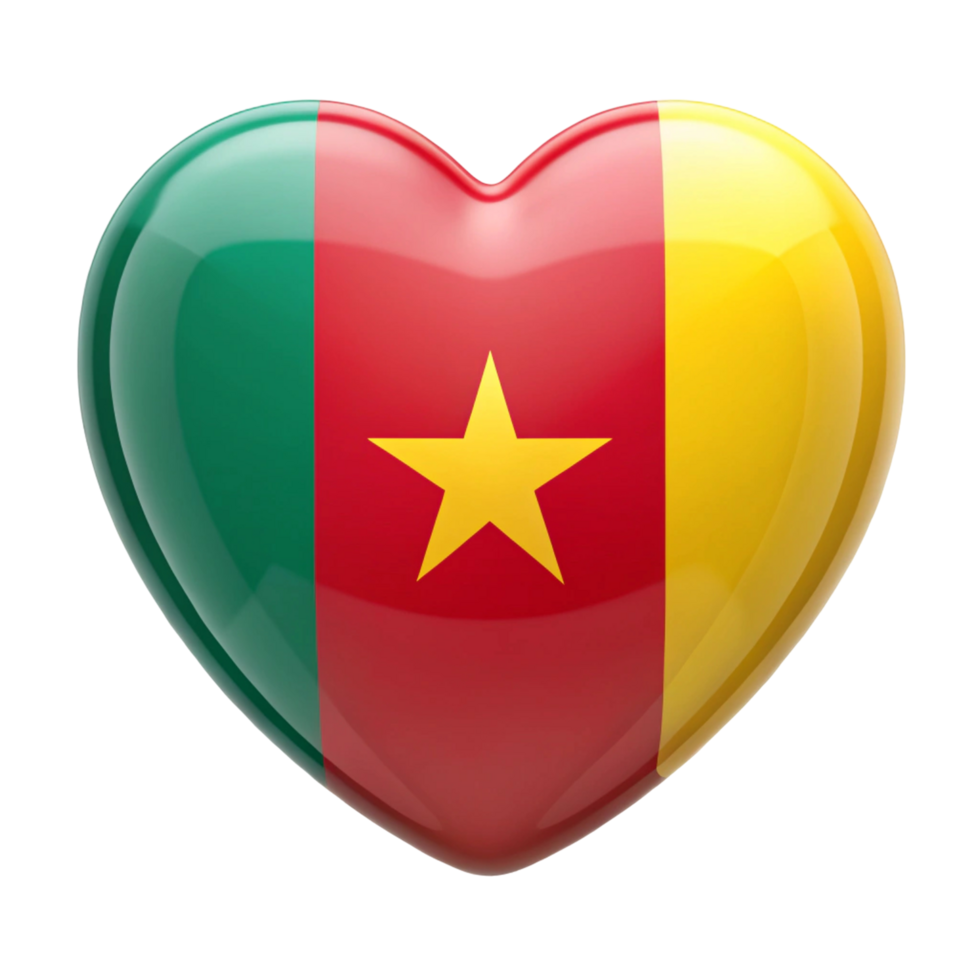 Cameroon Flag Heart Shape Perfect for patriotic displays, social media, and expressing love for Cameroon. png