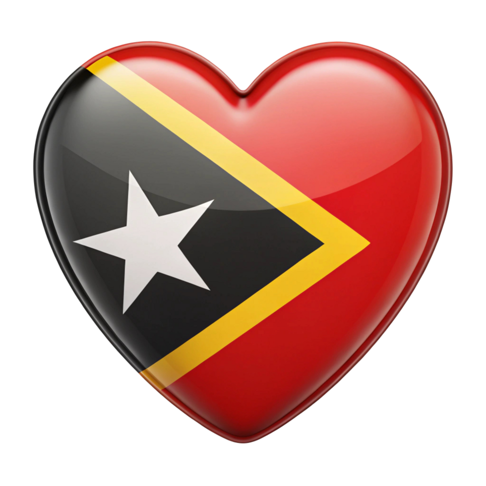 East Timor Flag Heart Shape Perfect for Patriotic Displays and Showcasing National Pride png