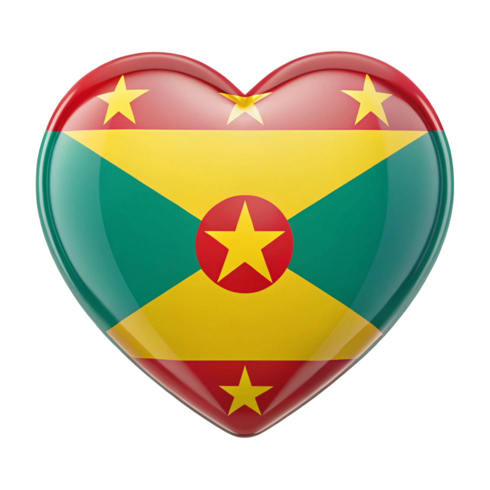 Heart Shaped Flag of Grenada Perfect for Patriotic Displays and Celebrations png