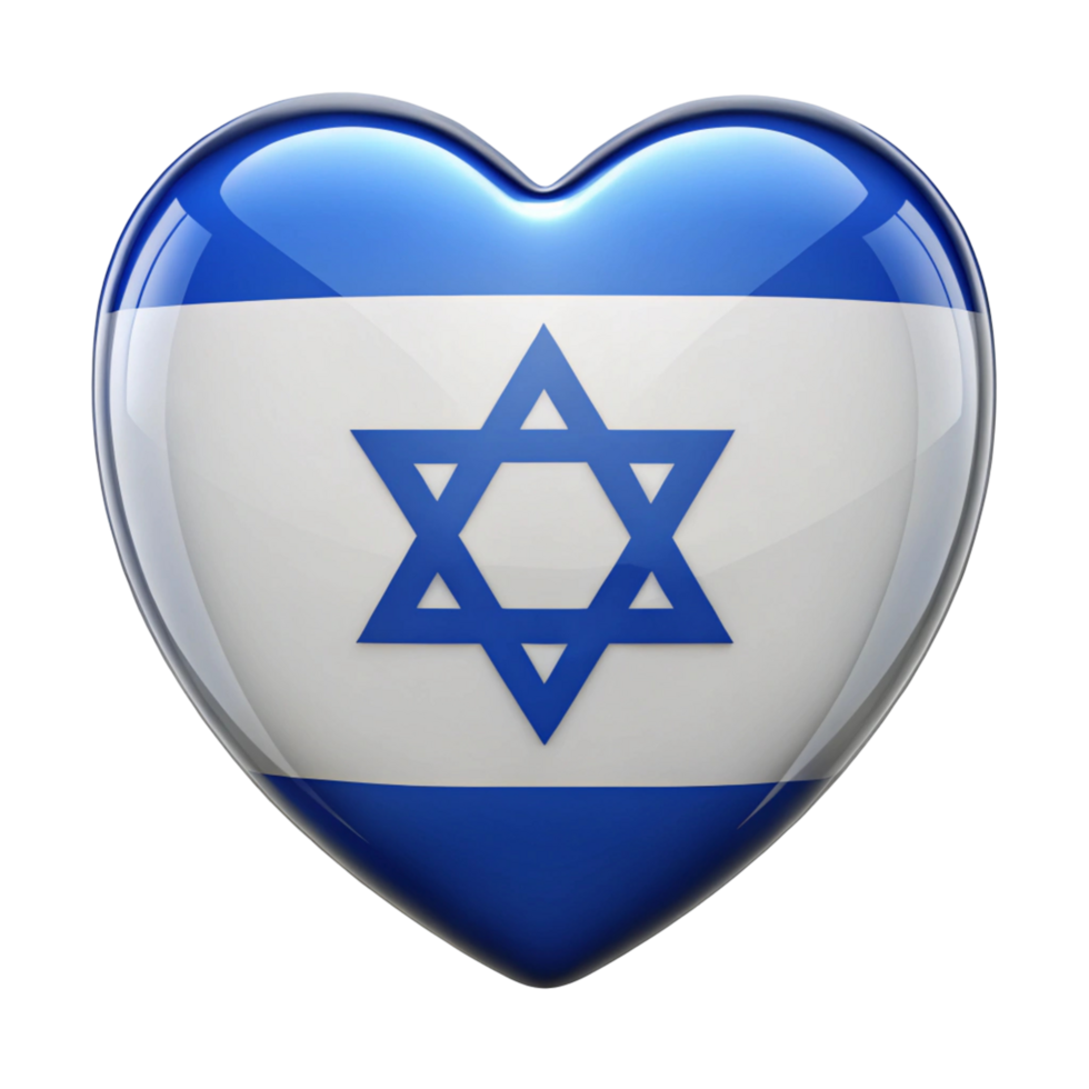 A Heart Shaped Israeli Flag Perfect for Showcasing Patriotism and National Pride in Designs, Websites, and Presentations. png