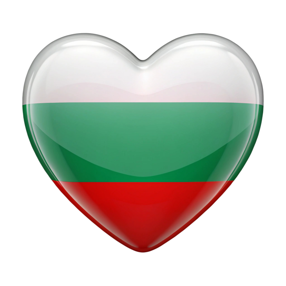 Heart shaped Bulgarian Flag Perfect for patriotic displays, social media, and website designs. Show your love for Bulgaria with this vibrant and symbolic image. png