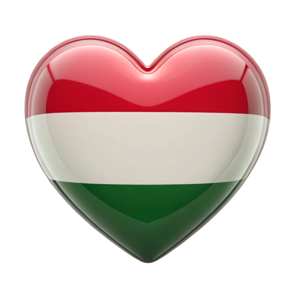 Stunning 3D Heart Shaped Hungarian Flag for National Day Celebrations and Patriotic Designs png