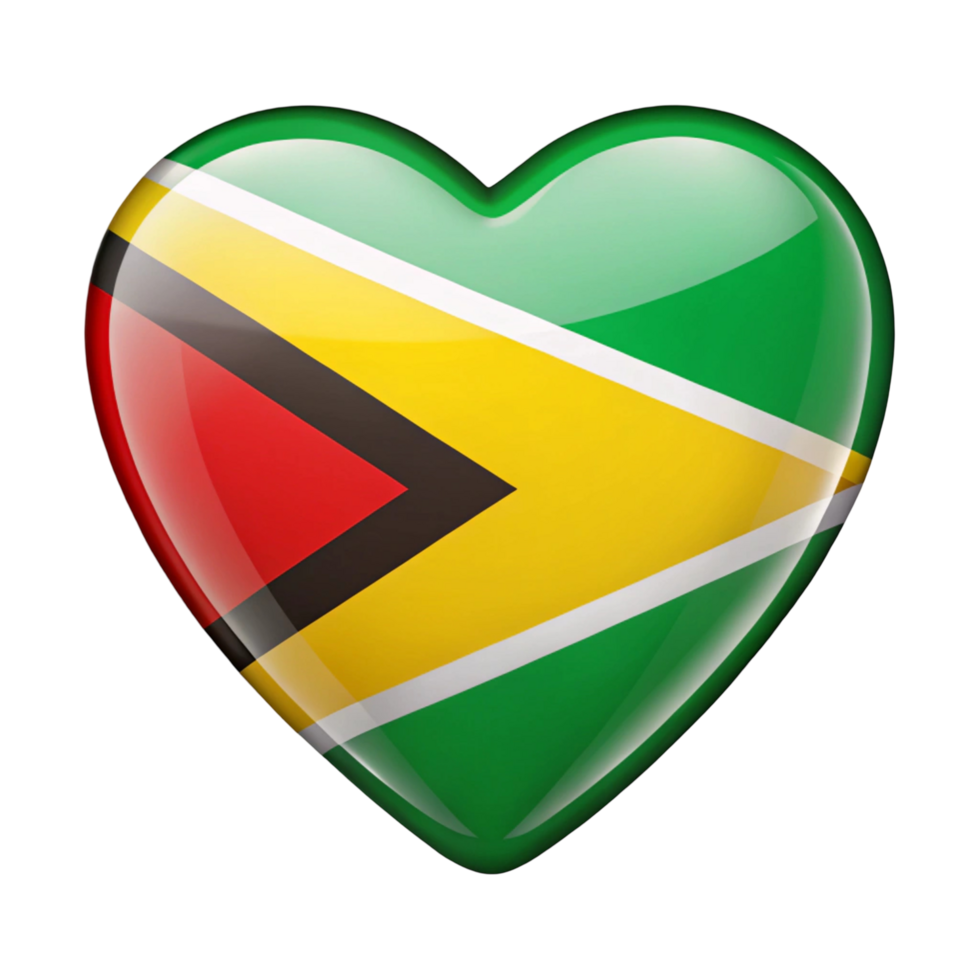 Heart Shaped Flag of Guyana Perfect for Patriotic Displays and Celebrations png