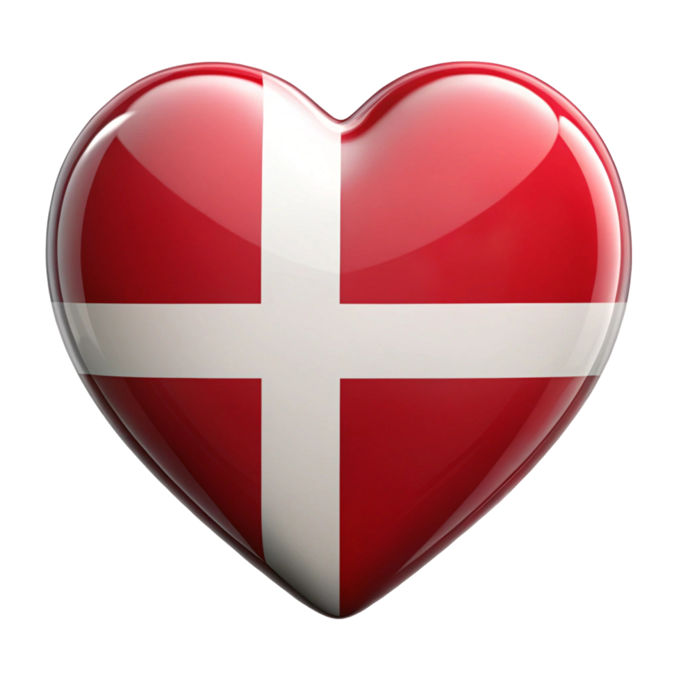 A Heart Shaped Image Representing The Danish Flag Perfect For Showcasing Patriotism, National Pride, and Love For Denmark. Ideal for websites, social media, presentations, png