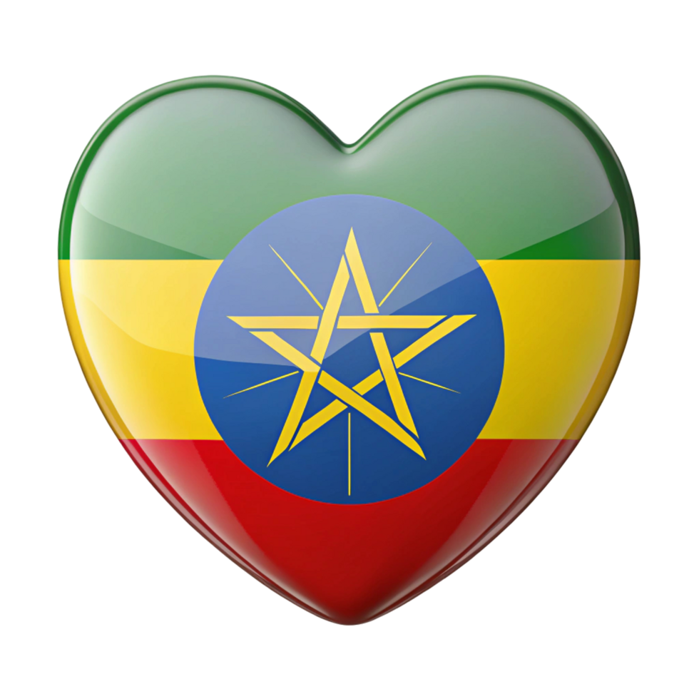 Ethiopian Flag Heart Shape Perfect for Patriotic Displays and Celebrations png